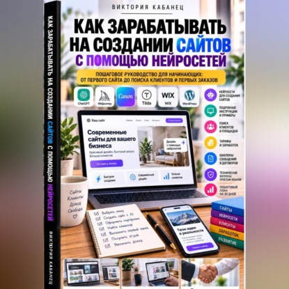 Обложка книги «Как зарабатывать на создании сайтов с помощью нейросетей»