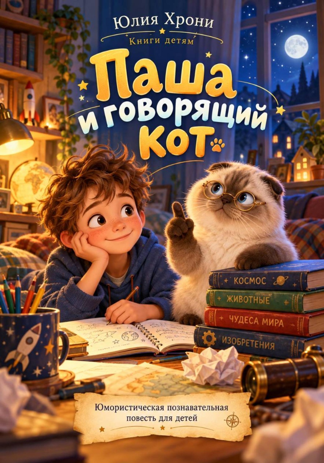 Обложка книги «Юлия Хрони. Книги детям. Паша и говорящий кот. Детская книга о дружбе и приключениях»